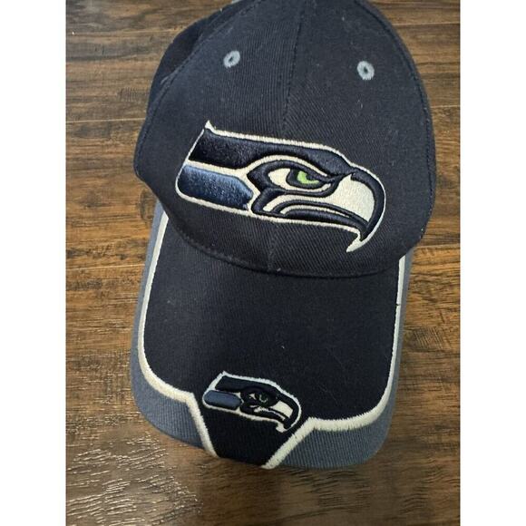 Nfl Team Strapback Hat Adult One Size Blue Seattle Seahawks Football Logo☆ - Picture 2 of 6